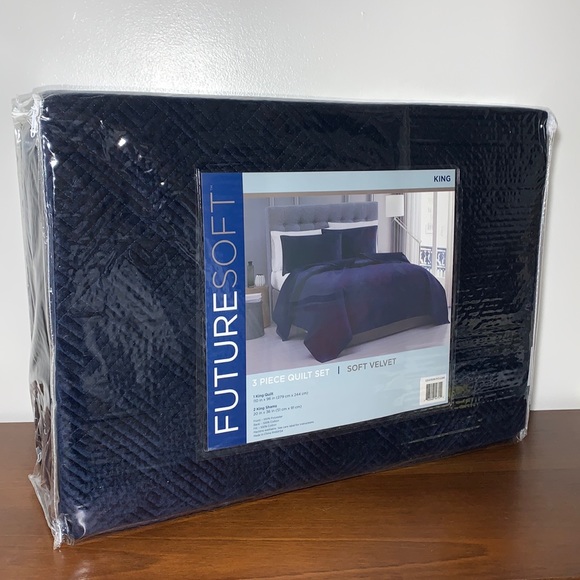 Future Soft Embroidered Velvet King Quilt Set,3-Pc - Picture 13 of 16